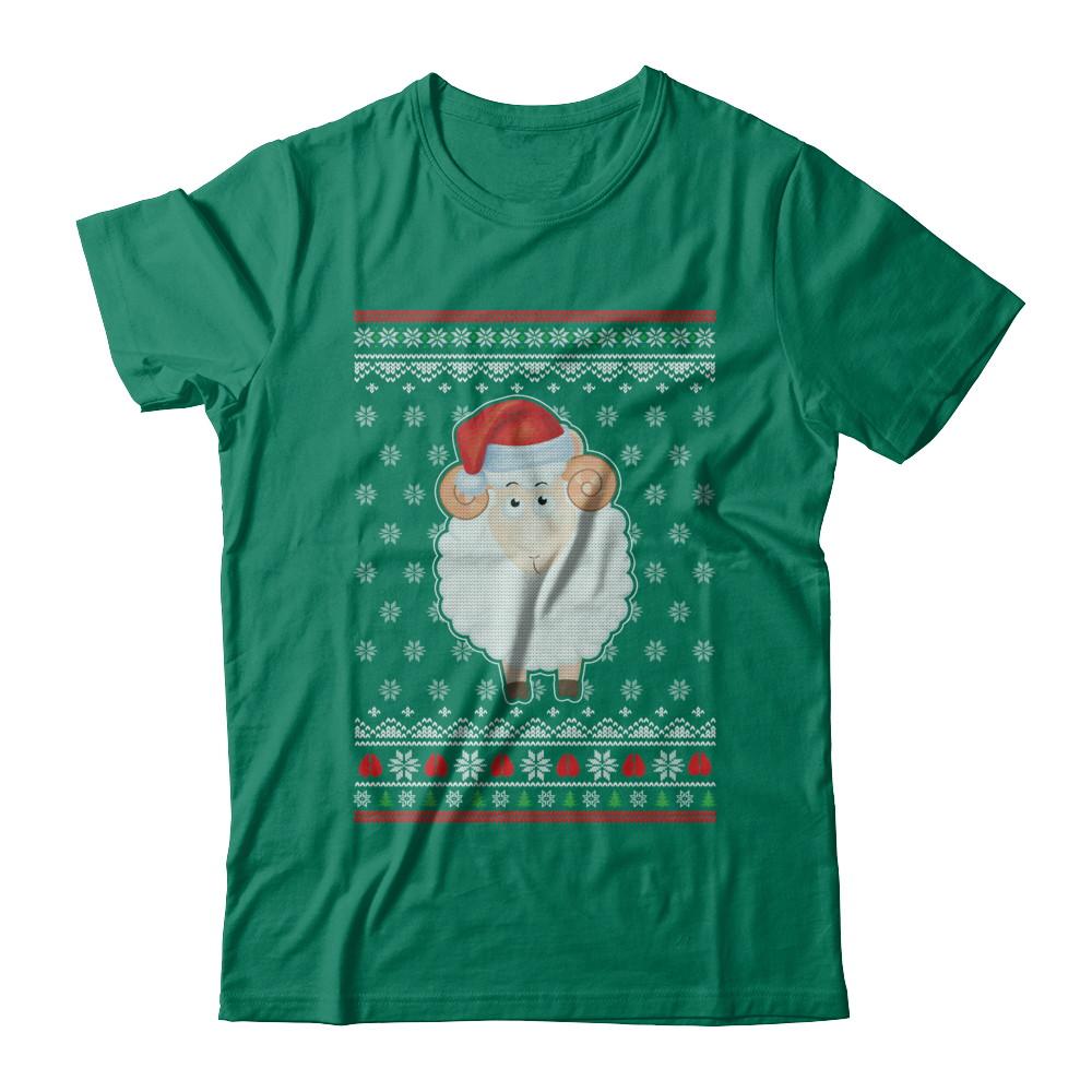 Pajamas Lamb Sheep Santa Hat Ugly Christmas Sweater-T-Shirt & Sweatshirt-Classic T-Shirt-Kelly Green