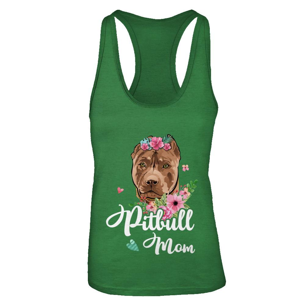 Pit bull Mom Funny Dog Mom Gift Idea-T-Shirt & Tank Top-Women's Ideal Racerback Tank-Kelly Green