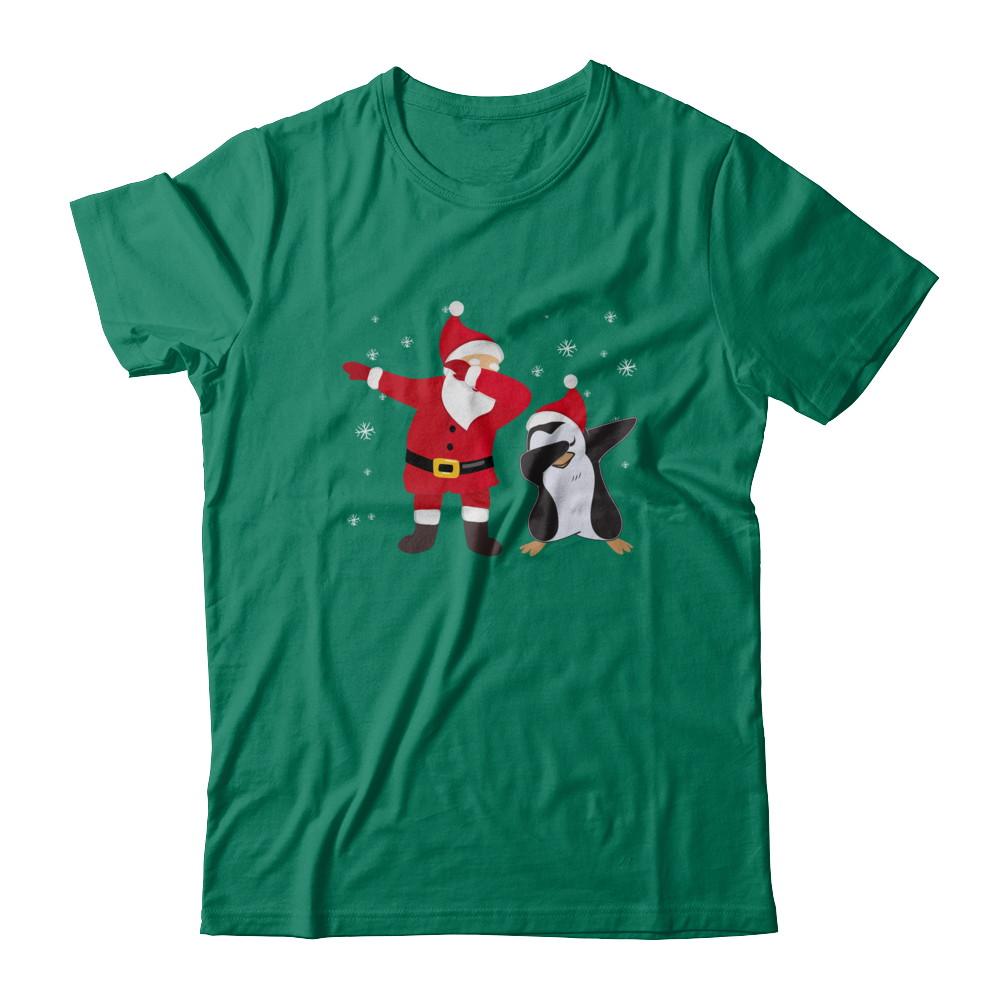 Dabbing Santa Penguin Funny Dab Dance Christmas Gift-T-Shirt & Hoodie-Classic T-Shirt-Kelly Green