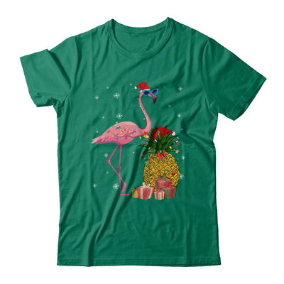 Santa Flamingo Hawaiian Pineapple Christmas Gifts-T-Shirt & Sweatshirt-Classic T-Shirt-Kelly Green