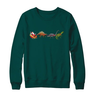 Xmas Cool Santa Sleigh Dinosaur Christmas Gift-T-Shirt & Sweatshirt-Crewneck Sweatshirt-Deep Forest