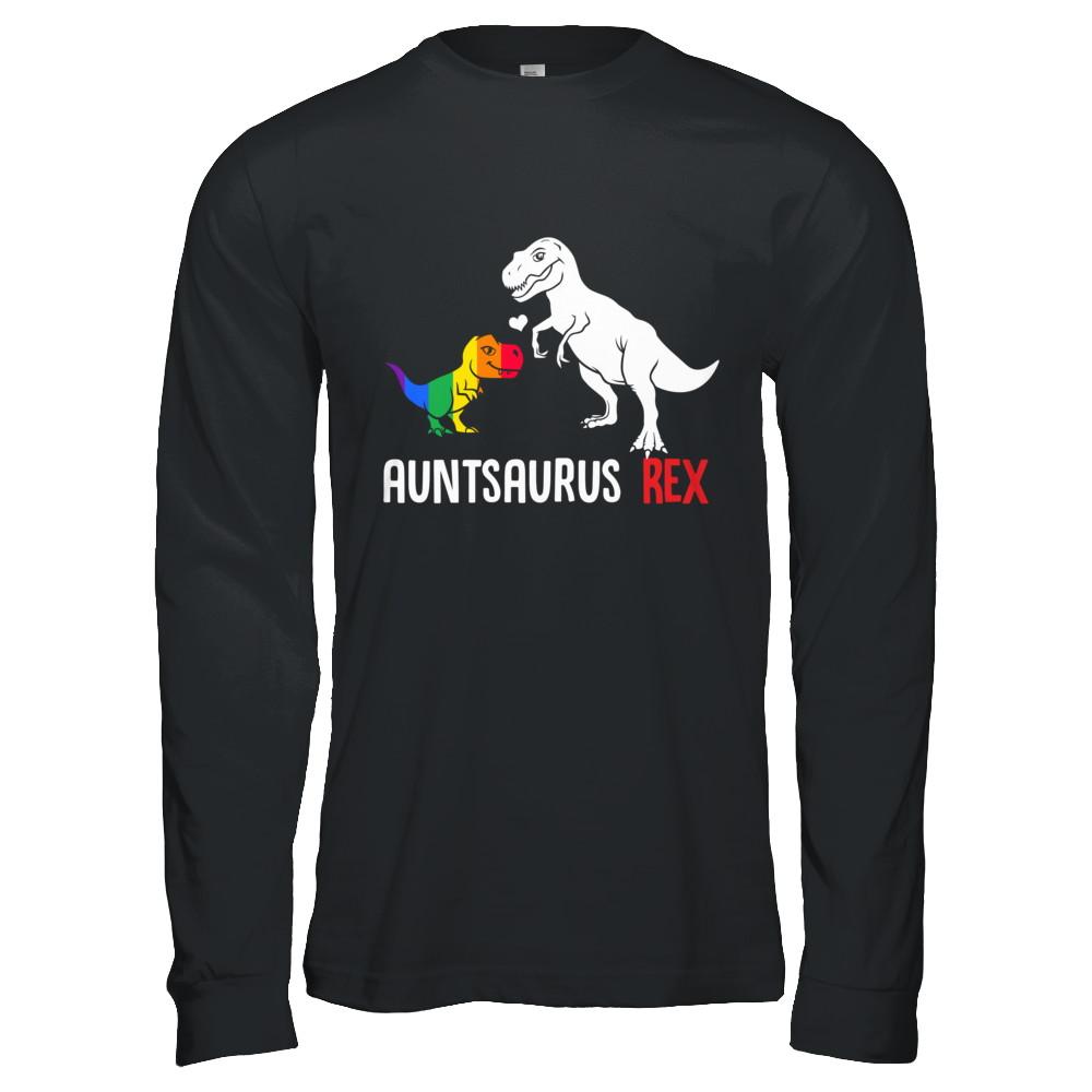 Aunt Saurus Auntsaurus T-Rex Dinosaur LGBT Support-T-Shirt & Hoodie-Long Sleeve T-Shirt-Black
