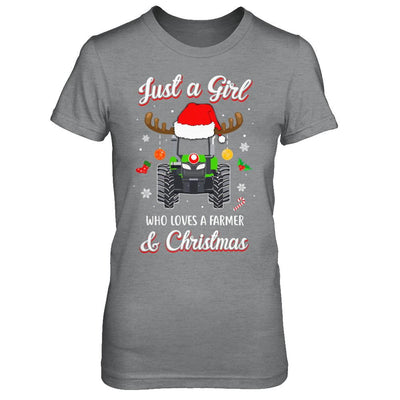 Just A Girl Who Loves A Farmer And Christmas-T-Shirt & Sweatshirt-Women's T-Shirt-Sport Grey