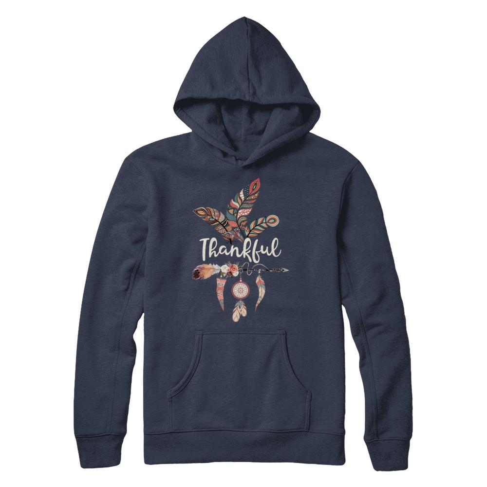Thankful Feather And Arrow Fall Vintage Thanksgiving-T-Shirt & Sweatshirt-Pullover Hoodie-Navy