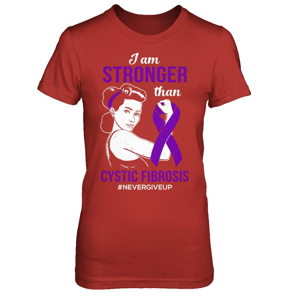 I Am Stronger Than Cystic Fibrosis Awareness Support-T-Shirt & Hoodie-Women's T-Shirt-Red