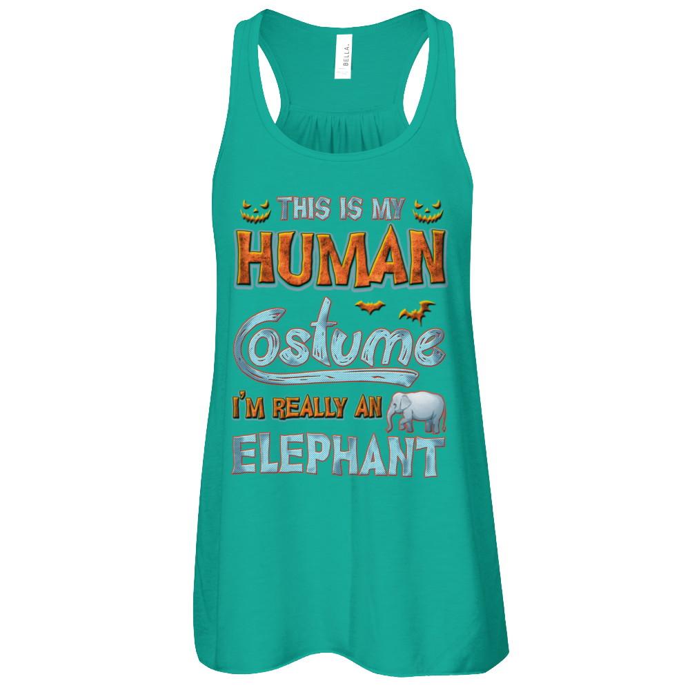 Elephant Halloween My Human Costume I'm Really An Elephant-T-Shirt & Tank Top-Women's Flowy Racerback Tank-Kelly