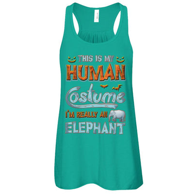 Elephant Halloween My Human Costume I'm Really An Elephant-T-Shirt & Tank Top-Women's Flowy Racerback Tank-Kelly