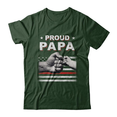 Proud Papa Fireman Firefighter Thin Red Line Flag Fathers Day-T-Shirt & Hoodie-Classic T-Shirt-Forest Green