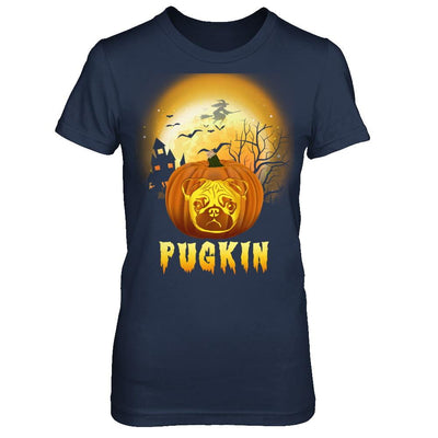 Halloween Pugkin Funny Pumpkin Pug-T-Shirt & Hoodie-Women's T-Shirt-Navy