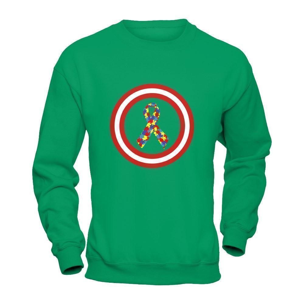 Captain Autism Awareness-T-Shirt & Hoodie-Crewneck Sweatshirt-Irish Green