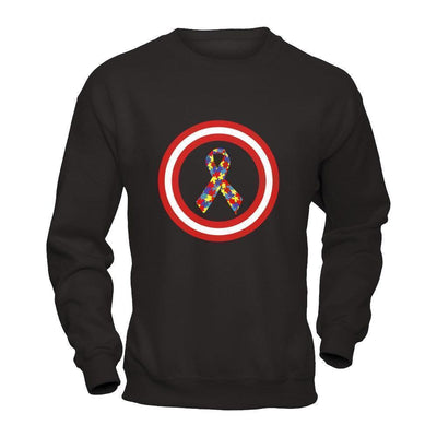 Captain Autism Awareness-T-Shirt & Hoodie-Crewneck Sweatshirt-Black