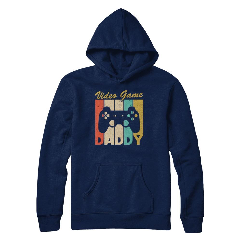 Retro Vintage Daddy Video Games Gaming Dad Fathers Day Gift-T-Shirt & Hoodie-Pullover Hoodie-Navy