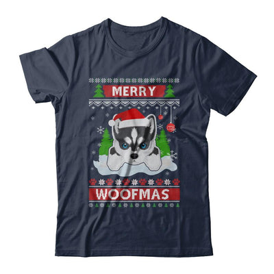 Siberian Husky Merry Woofmas Ugly Christmas Sweater-T-Shirt & Sweatshirt-Classic T-Shirt-Navy