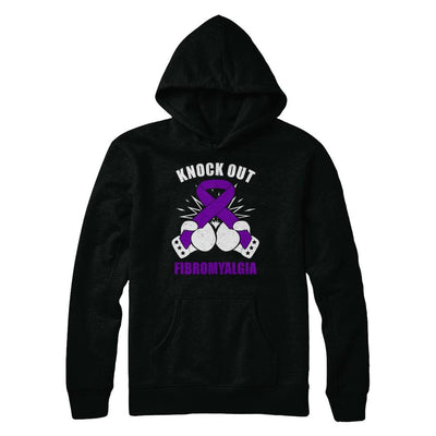 Boxing knock out Fibromyalgia Awareness Support-T-Shirt & Hoodie-Pullover Hoodie-Black