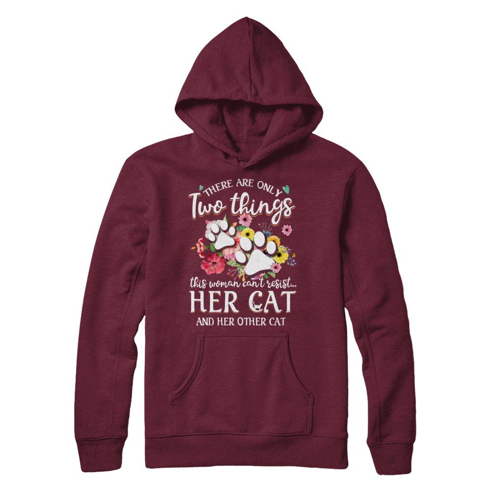 This Woman Can't Resist Her Cat And Her Other Cat-T-Shirt & Hoodie-Pullover Hoodie-Maroon