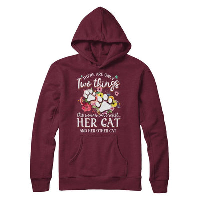 This Woman Can't Resist Her Cat And Her Other Cat-T-Shirt & Hoodie-Pullover Hoodie-Maroon
