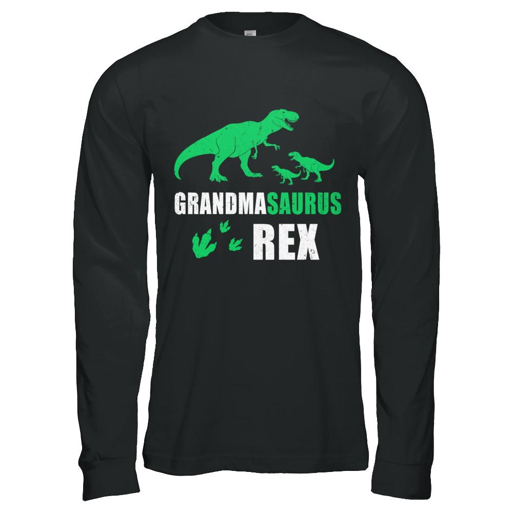 Grandmasaurus Grandma Saurus Dinosaur T-Rex Mothers Day-T-Shirt & Hoodie-Long Sleeve T-Shirt-Black