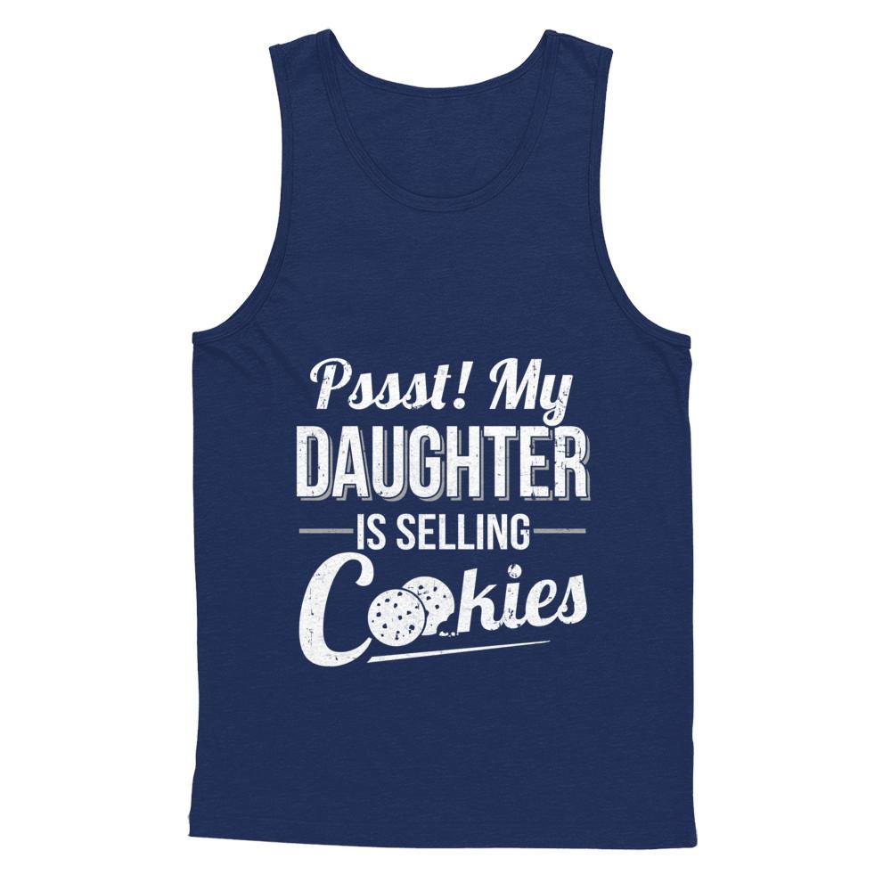 Pssst My Daughter Is Selling Cookies Girl Cookie-T-Shirt & Hoodie-Unisex Tank-Navy