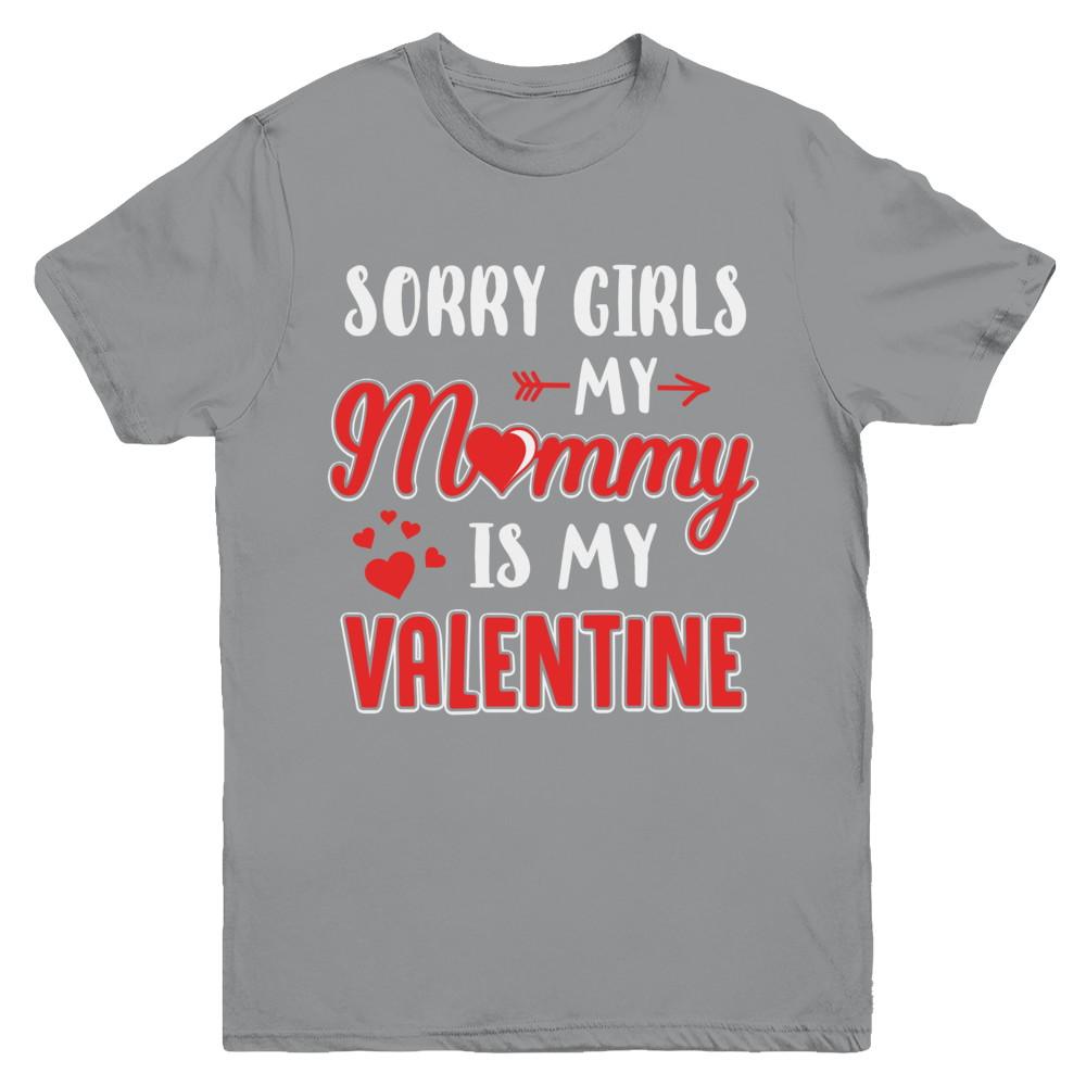 Funny Valentines Day Toddler Boy Mommy Is My Valentine Youth-Youth Shirt-Youth T-Shirt-Sport Grey