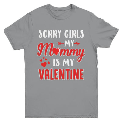 Funny Valentines Day Toddler Boy Mommy Is My Valentine Youth-Youth Shirt-Youth T-Shirt-Sport Grey