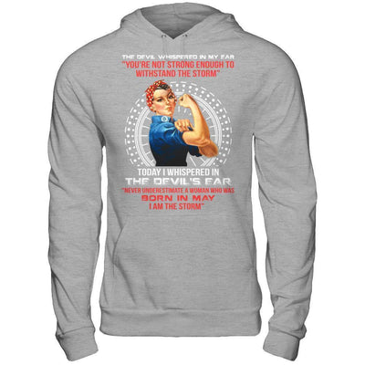 I Whispered Devil Ear Woman Who Was Born In May-T-Shirt & Hoodie-Pullover Hoodie-Sport Grey
