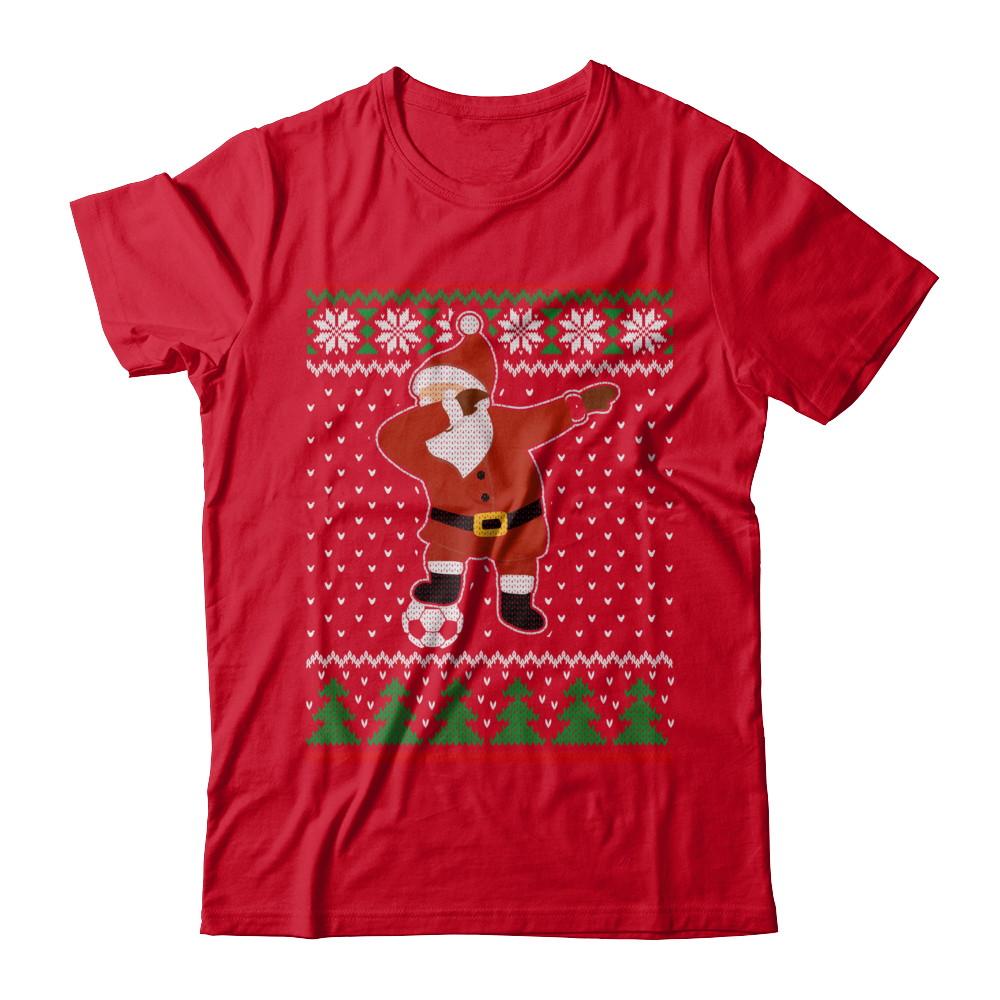 Dabbing Santa Soccer Ugly Sweater Christmas-T-Shirt & Sweatshirt-Premium T-Shirt-Red