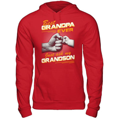 Best Grandpa Ever Just Ask My Grandson-T-Shirt & Hoodie-Pullover Hoodie-Red