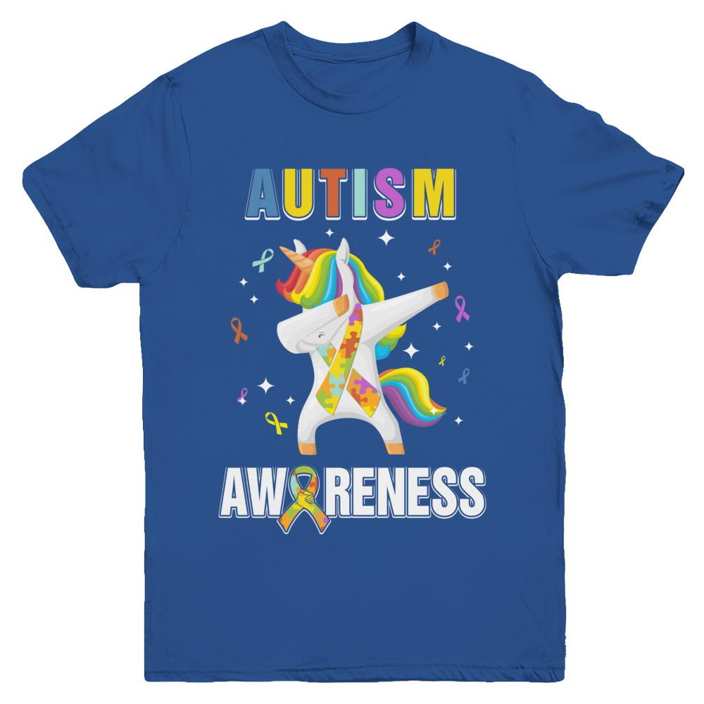 Inspirational Autism Awareness Unicorn Support Youth-Youth Shirt-Youth T-Shirt-Royal