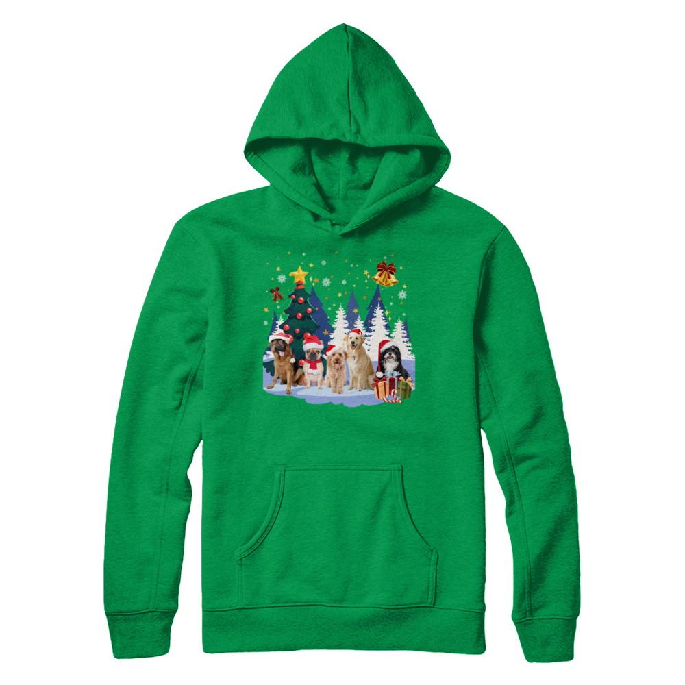 Cute Dogs Claus Christmas-T-Shirt & Sweatshirt-Pullover Hoodie-Irish Green