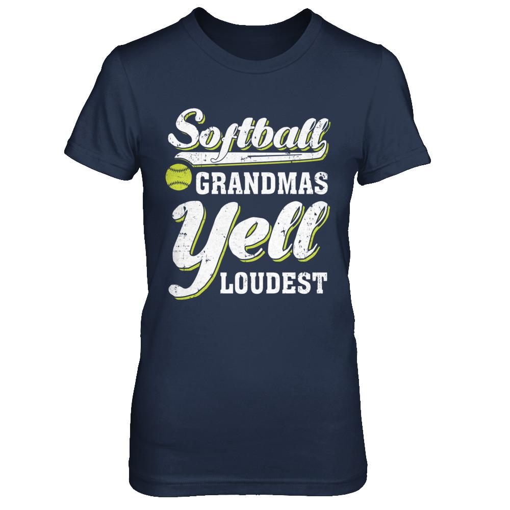 Softball Grandmas Yell Loudest-T-Shirt & Hoodie-Women's T-Shirt-Navy