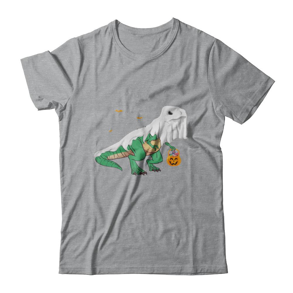 Halloween T Rex Dinosaur Ghost Trick Or Treat-T-Shirt & Hoodie-Classic T-Shirt-Sport Grey