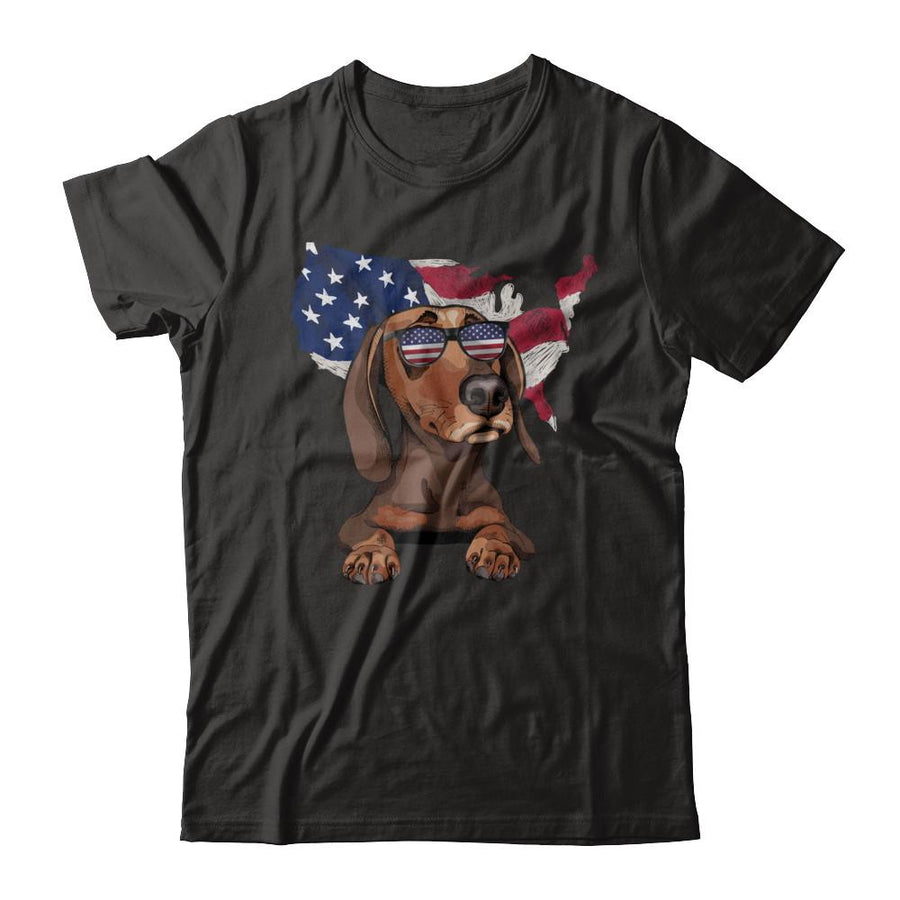 Funny Patriot Dachshund Dog 4Th Of July American Flag-T-Shirt & Hoodie-Classic T-Shirt-Black