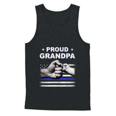 Proud Grandpa Police Thin Blue Line Flag Fathers Day-T-Shirt & Hoodie-Unisex Tank-Black