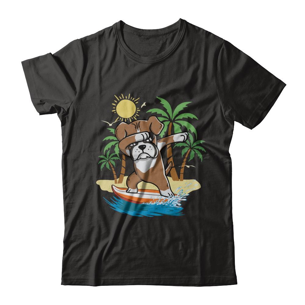 Summer Vacation Dabbing Boxer Surfing Surfboard Gift-T-Shirt & Hoodie-Classic T-Shirt-Black