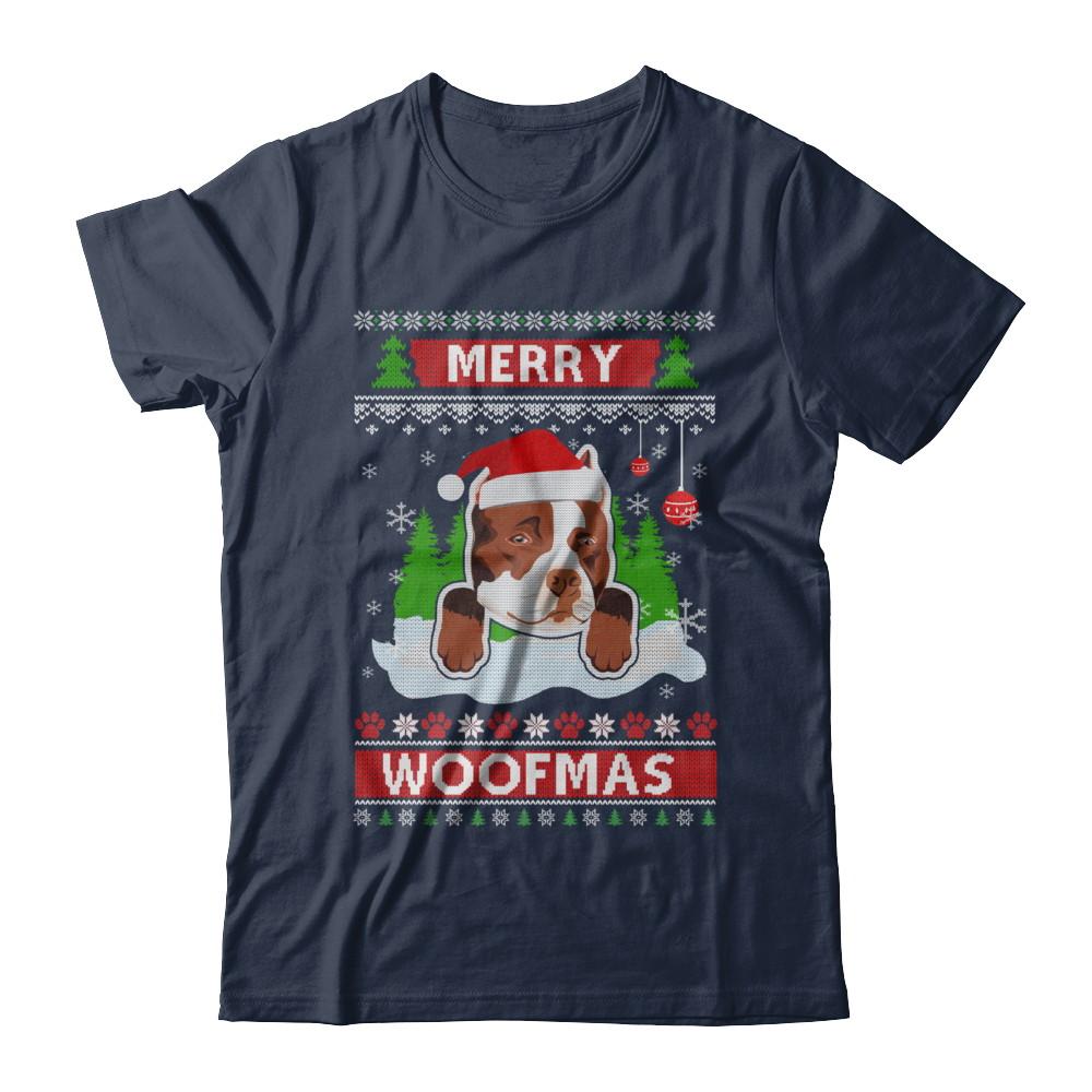 Pitbull Merry Woofmas Ugly Christmas Sweater-T-Shirt & Sweatshirt-Classic T-Shirt-Navy