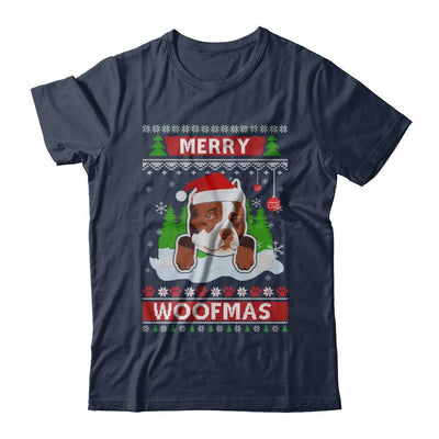 Pitbull Merry Woofmas Ugly Christmas Sweater-T-Shirt & Sweatshirt-Classic T-Shirt-Navy