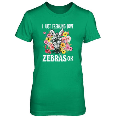 I Just Freaking Love Zebras-T-Shirt & Tank Top-Women's T-Shirt-Irish Green
