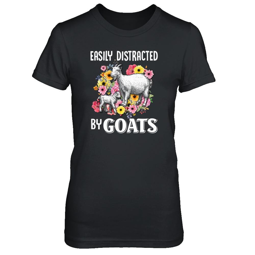 Easily Distracted By Goats-T-Shirt & Tank Top-Women's T-Shirt-Black