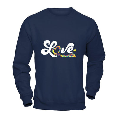 Love Autism Awareness-T-Shirt & Hoodie-Crewneck Sweatshirt-Navy