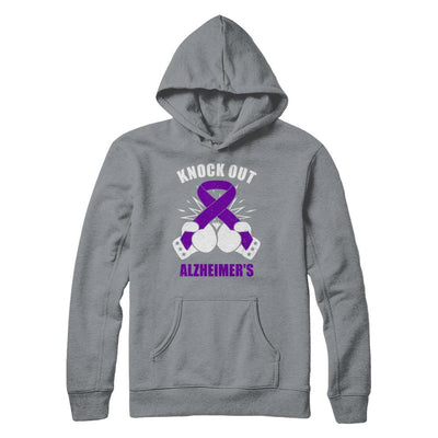 Boxing Knock Out Alzheimer's Awareness Support-T-Shirt & Hoodie-Pullover Hoodie-Light Steel