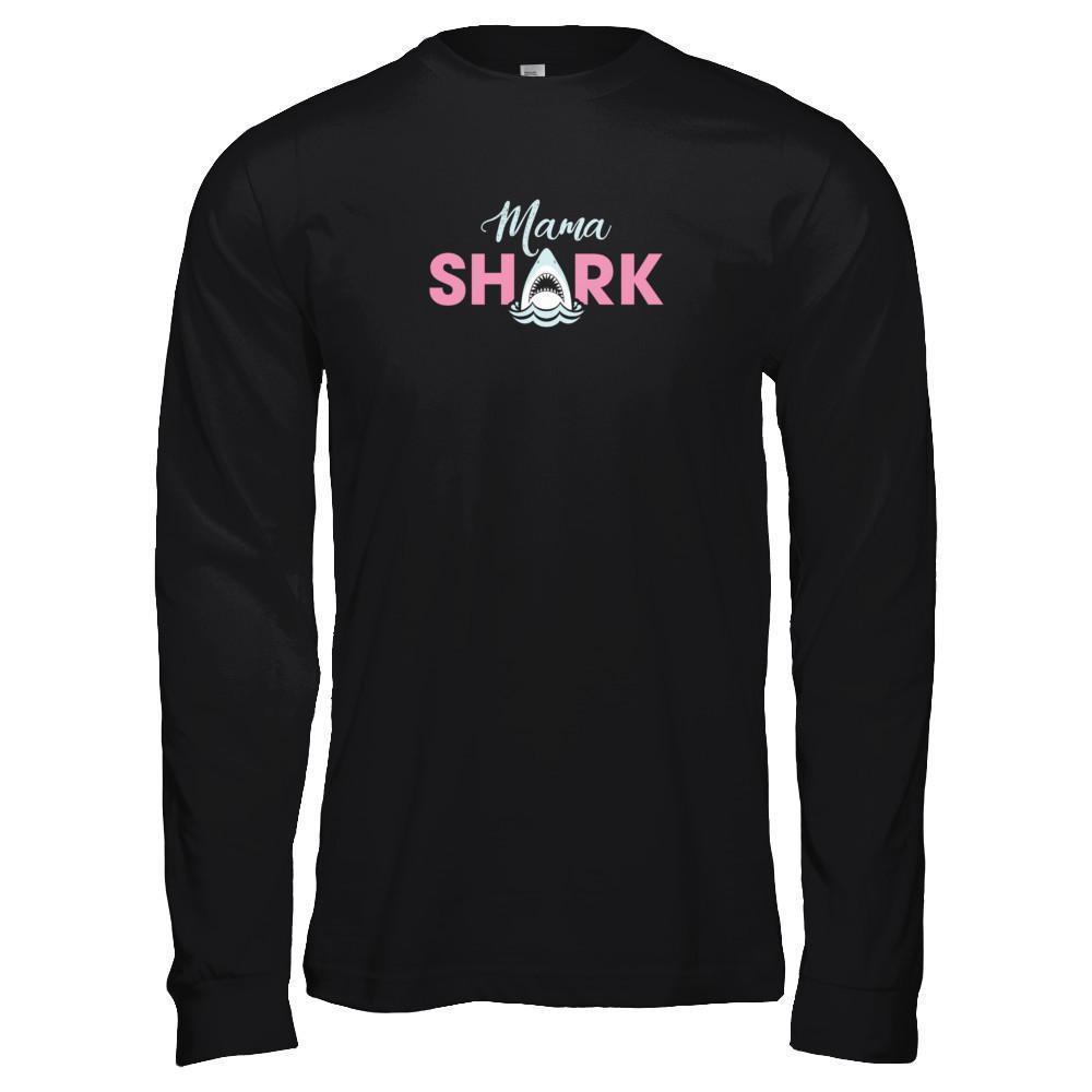 Mama Shark Lovers Best Mom-T-Shirt & Tank Top-Long Sleeve T-Shirt-Black