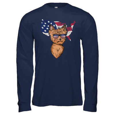 Funny Patriot Yorkie Dog 4Th Of July American Flag-T-Shirt & Hoodie-Long Sleeve T-Shirt-Navy