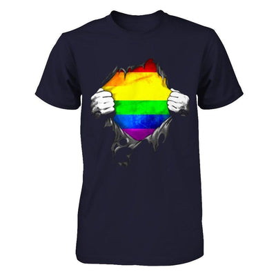 Rainbow Lesbian Gay Pride LGBT Super Stronger-T-Shirt & Hoodie-Premium T-Shirt-Midnight Navy