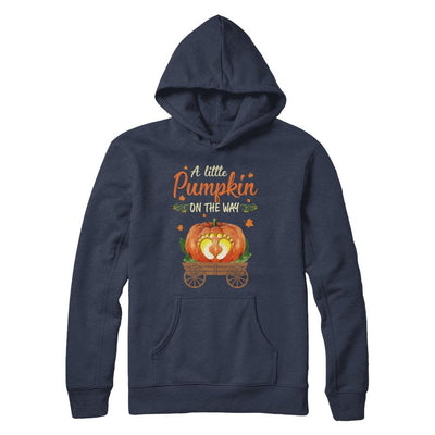 Funny Little Pumpkin On The Way Pregnant Halloween-T-Shirt & Hoodie-Pullover Hoodie-Navy