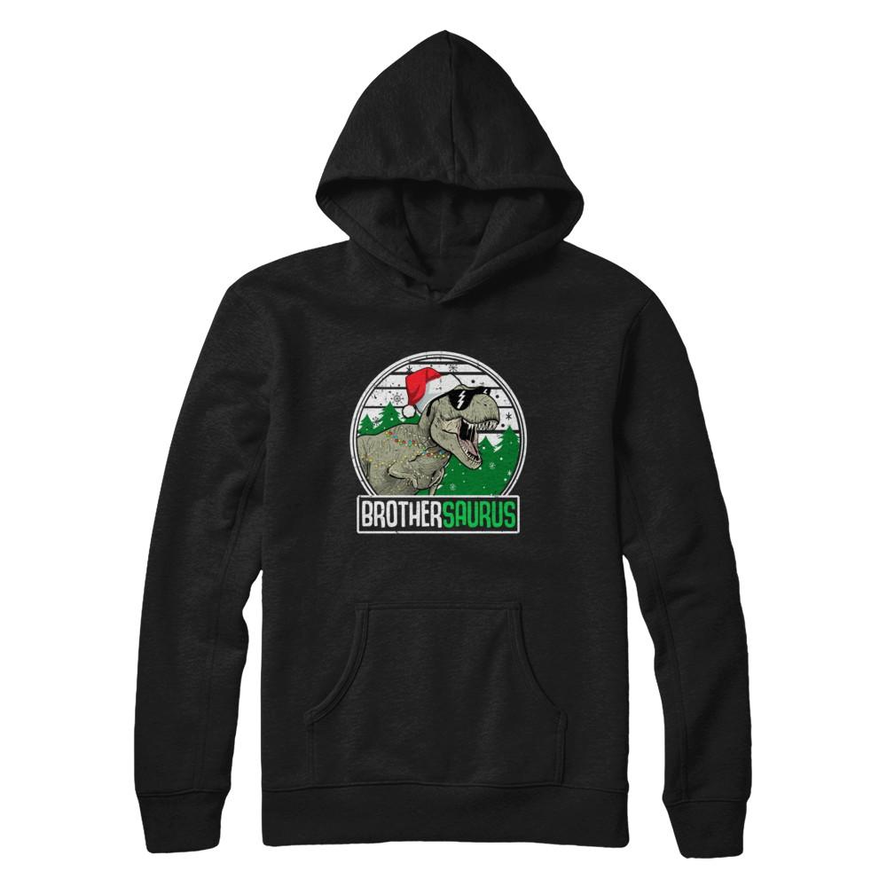 Brothersaurus Brother Dinosaur T-Rex Family Christmas-T-Shirt & Sweatshirt-Pullover Hoodie-Black