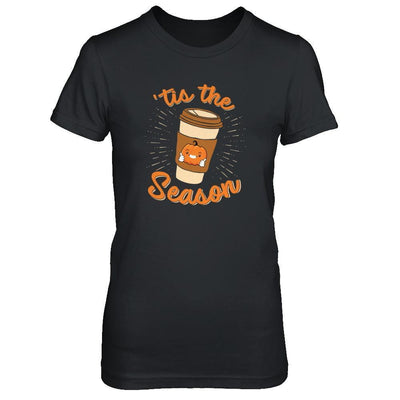 Autumn Fall Pumpkin Spice Coffee Tis The Season Mom-T-Shirt & Tank Top-Women's T-Shirt-Black