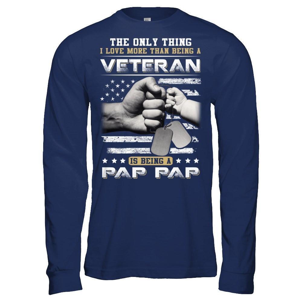 I Love More Than Being A Veteran Is Being A Pap Pap-T-Shirt & Hoodie-Long Sleeve T-Shirt-Navy