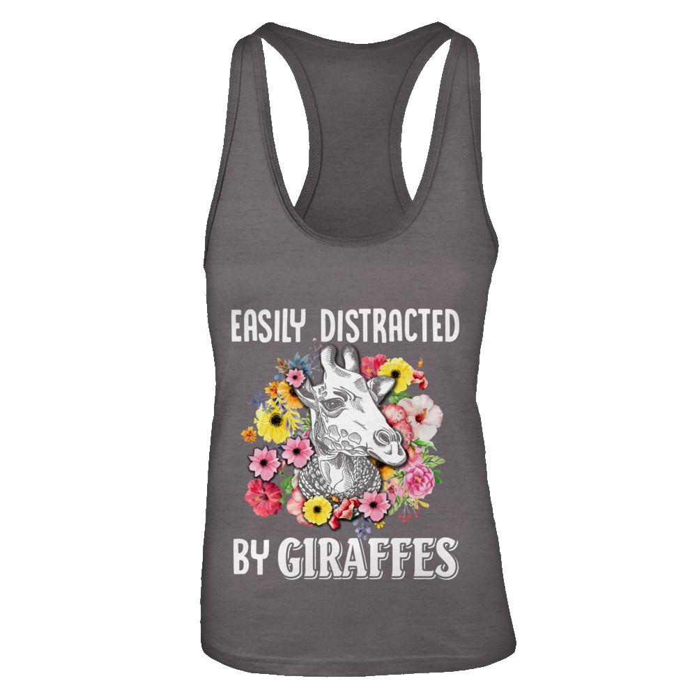 Easily Distracted By Giraffes-T-Shirt & Tank Top-Women's Ideal Racerback Tank-Dark Grey