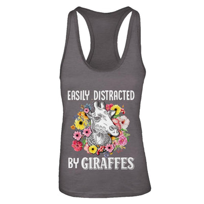 Easily Distracted By Giraffes-T-Shirt & Tank Top-Women's Ideal Racerback Tank-Dark Grey