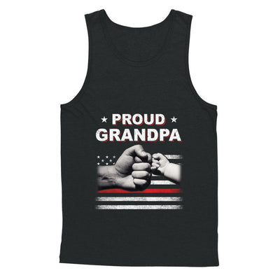 Proud Grandpa Fireman Firefighter Thin Red Line Flag Fathers Day-T-Shirt & Hoodie-Unisex Tank-Black